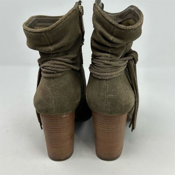 Jessica Simpson Women's Gray Ankle Booties Size 9 Fringe Tassel Block Heel - Picture 8 of 15